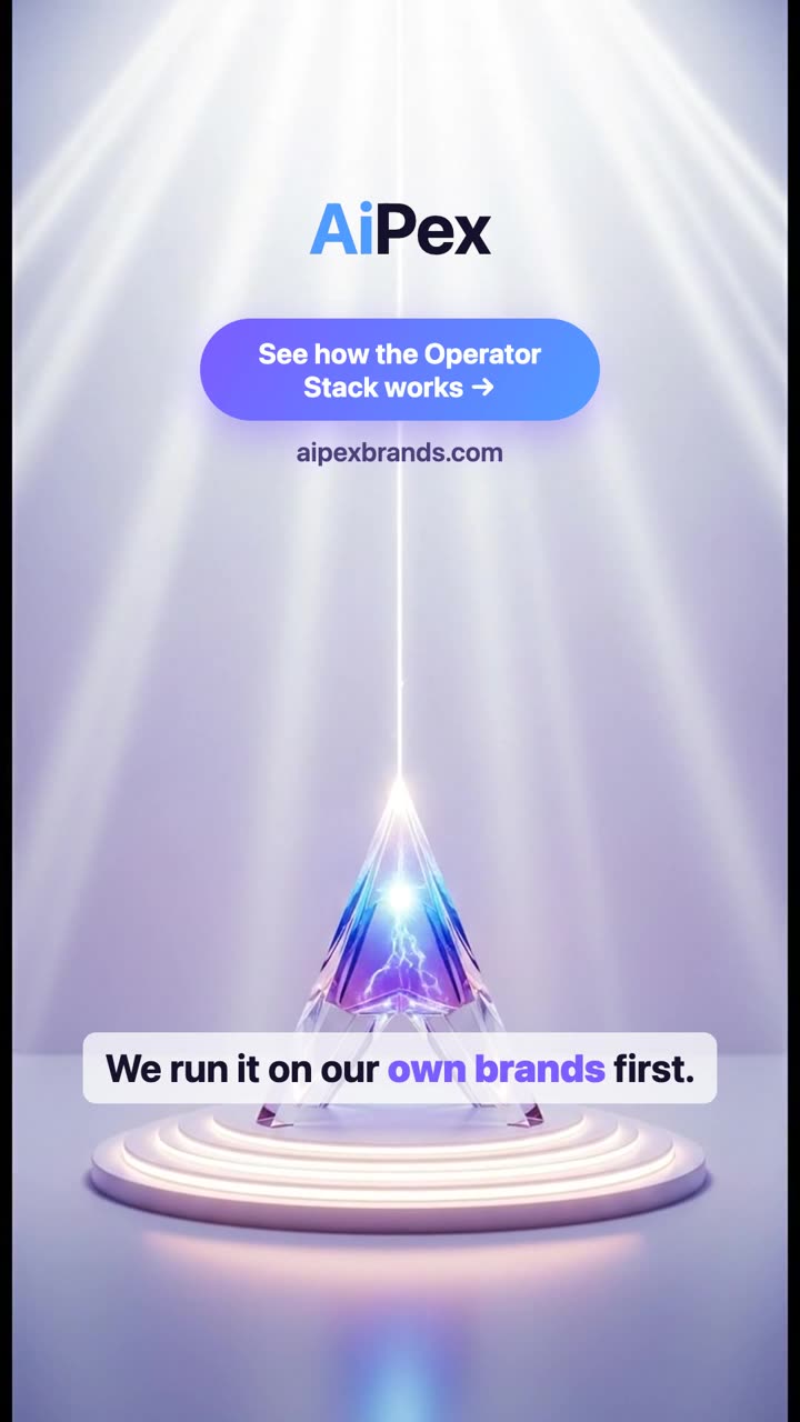 AiPex branded end-card — “We run it on our own brands first”